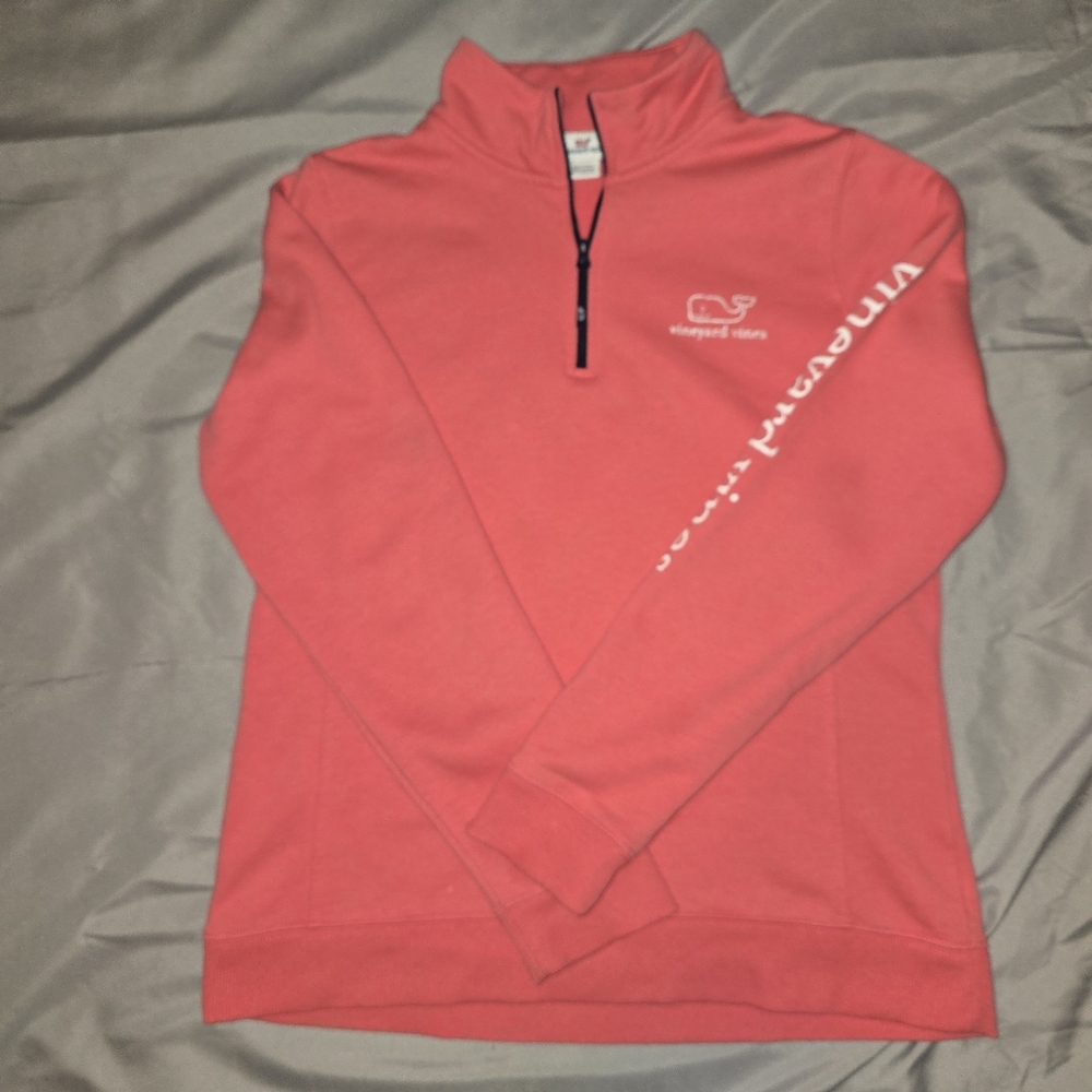 Vineyard Vines Coral Quarter-Zip Pullover
